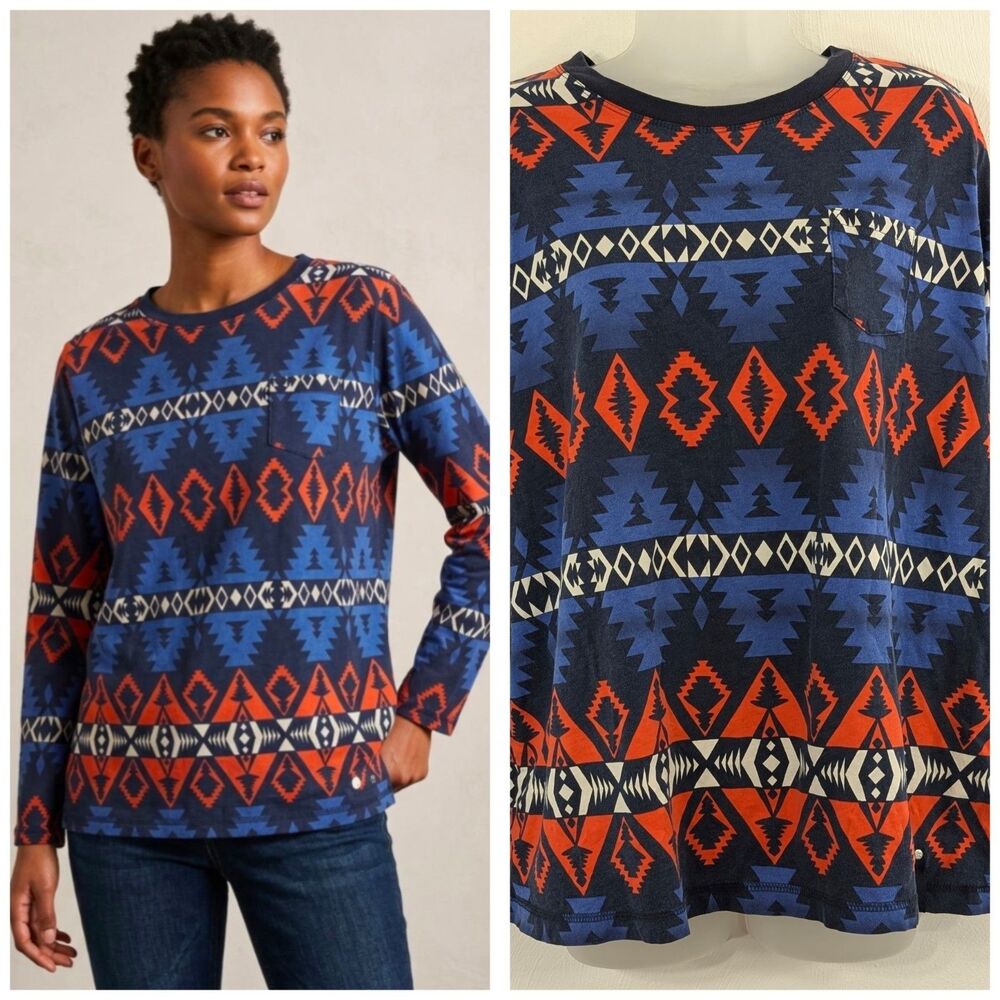 Ralph Lauren Active Aztec Long Sleeve Top Womens 1X(?) Vibrant Crew L-RL Active